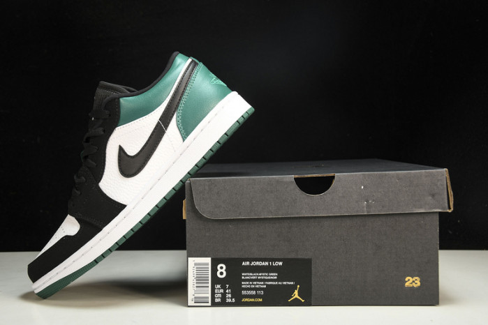 Jordan 1 Low White Black Mystic Green 553558-113