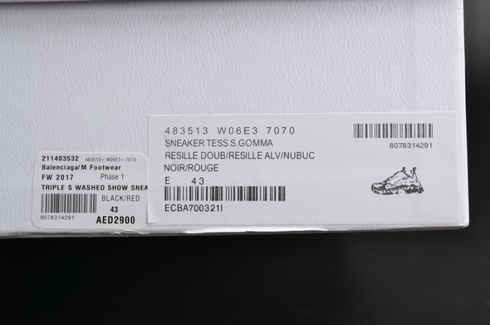 BL 17FW TRIPLE S TRAINER  BLACK/ RED MENS W05M23972